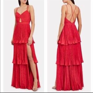 NWT - AMUR Red Floor-Length 3-Tiered Dress